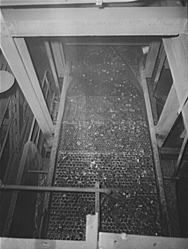 A historical picture of the sieve in operation at the St. Nicholas Coal Breaker