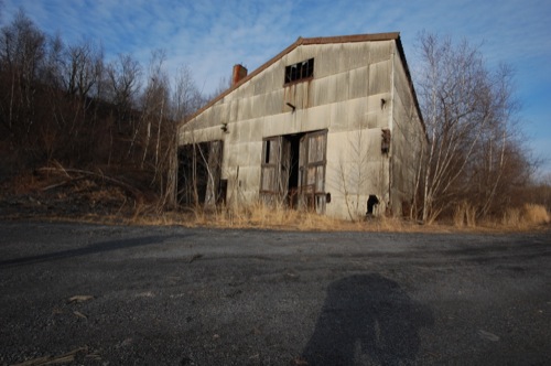 A small out building which was mostly likely used as a garage.