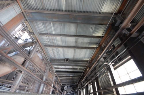 Looking down the coal breaker's elevator shaft.